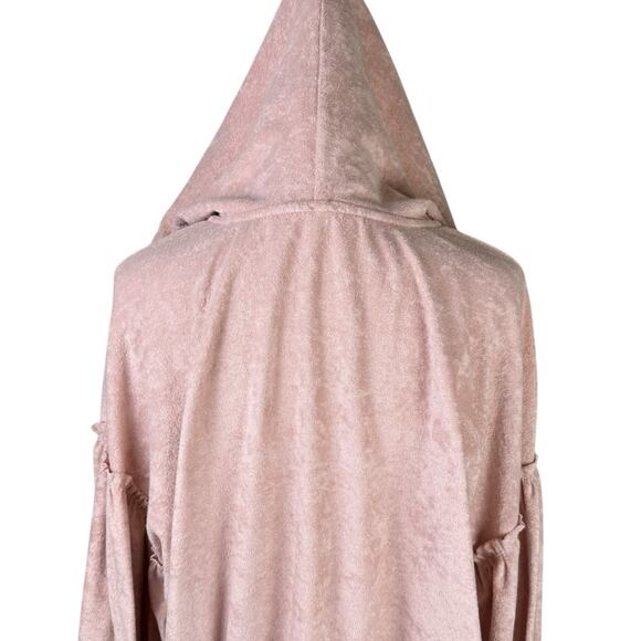 Free People Early Morning Hoodie Neutral Blush Pink Terry Oversized Pullover - Picture 9 of 15